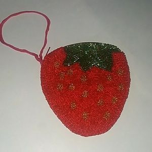 Strawberry seed bead coin purse
